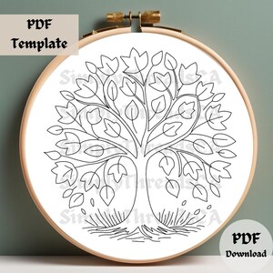 Fall Tree Embroidery Pattern, Colorful Leaves Hand Embroidery, Autumn ...