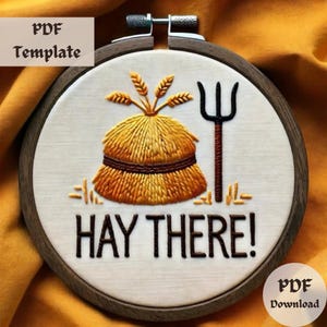 ヘイゼア刺繍パターン、農場の動物の手刺繍、カントリーステッチデザイン、DIYラスティックフープPDF、面白いしゃれ刺繍テンプレート