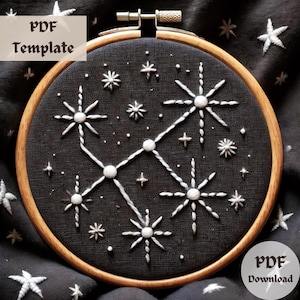Sternbild Stickmuster, Sternenkarte Handstickerei, Celestial Stitching Design, Nachthimmel PDF, DIY Cosmic Stickdatei Vorlage
