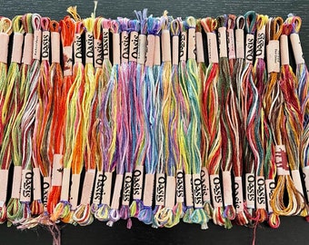 Silk Rayon: Pack of 50 Threads ~ Variegated Colors ~ Hand Embroidery Floss ~ Cross Stitch Floss ~ Colourful Threads ~ Stranded Floss Skeins