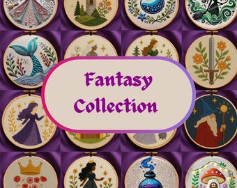 Fantasy Hand Embroidery Pattern Bundle, 50+ Magical Hand Embroidery Designs PDF, Enchanted Hoop Art, Lifetime Access DIY Patterns Template