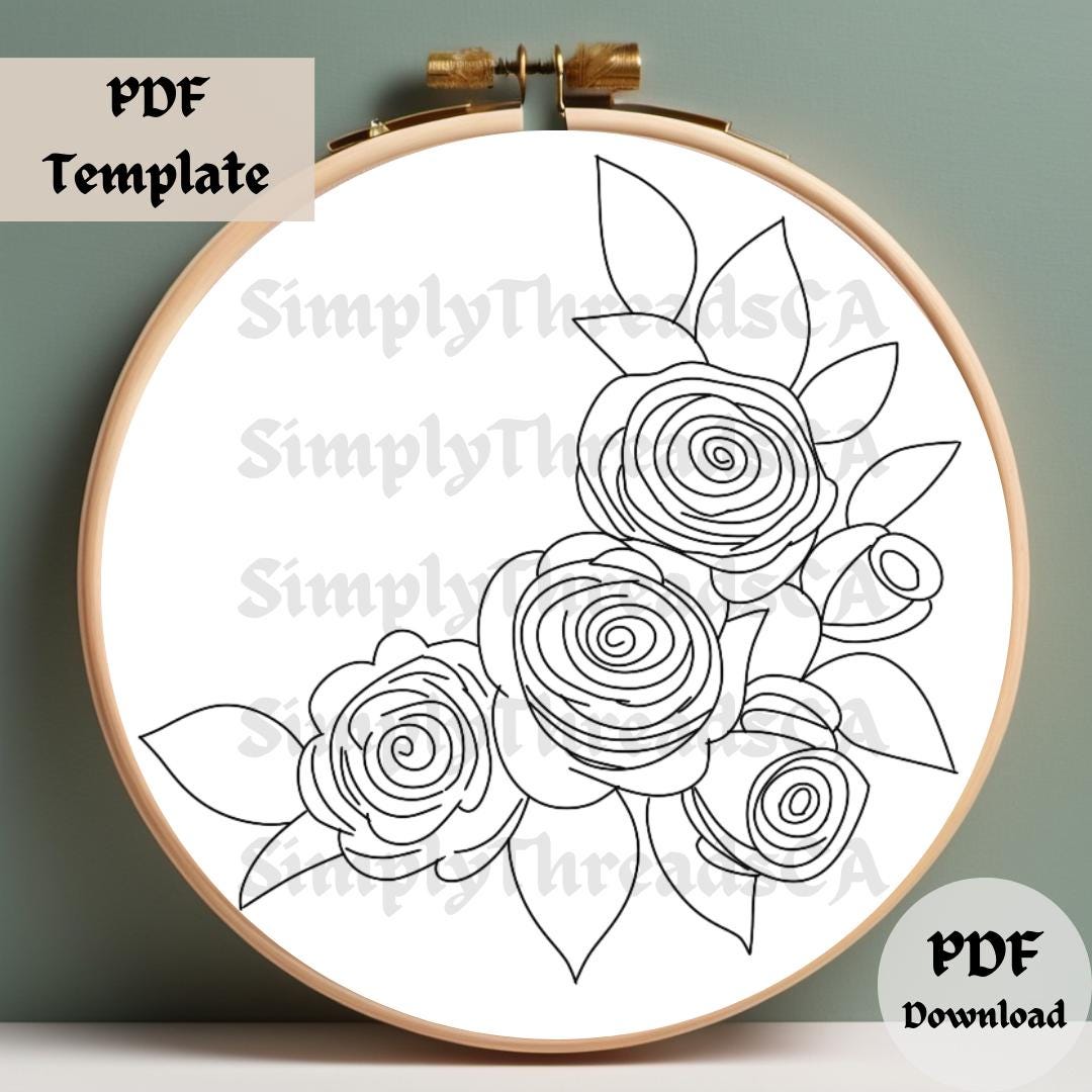 Write Me Roses Patterns Roses Flower Embroidery Pattern, Floral Rose Hand Embroidery Design ...