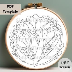 Tulip Embroidery Pattern, Elegant Colourful Floral Hand Embroidery PDF ...