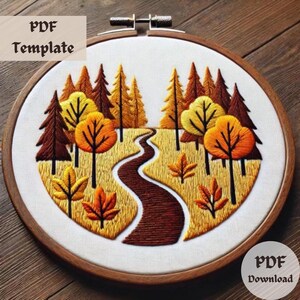 Autumn Forest Hand Embroidery Pattern, Fall Hand Embroidery PDF, Nature ...