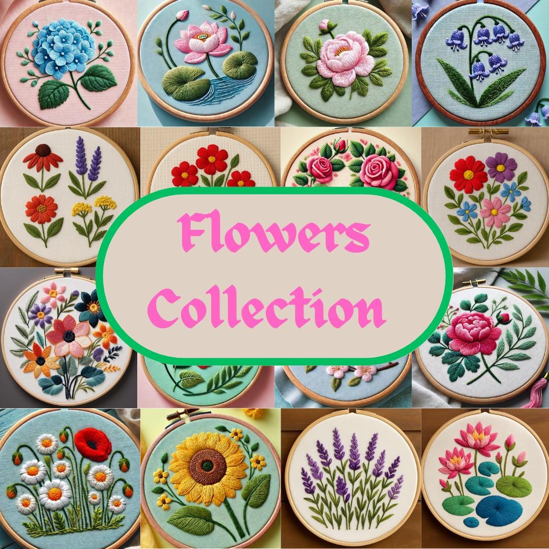 Floral Hand Embroidery Pattern Bundle, 150+ Botanical Stitch Designs ...