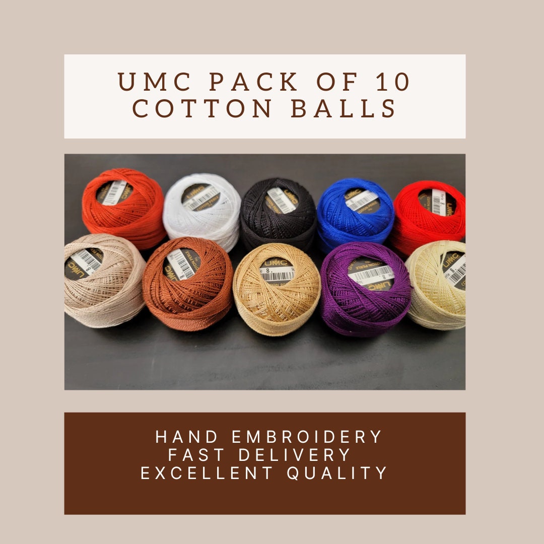 UMC STAG 6 Balls 6 Essential Colours Premium Pearl Cotton Embroidery Thread  Size 8 | 100% Egyptian Cotton Crochet Yarn | Cross Stitch Embroidery Yarn