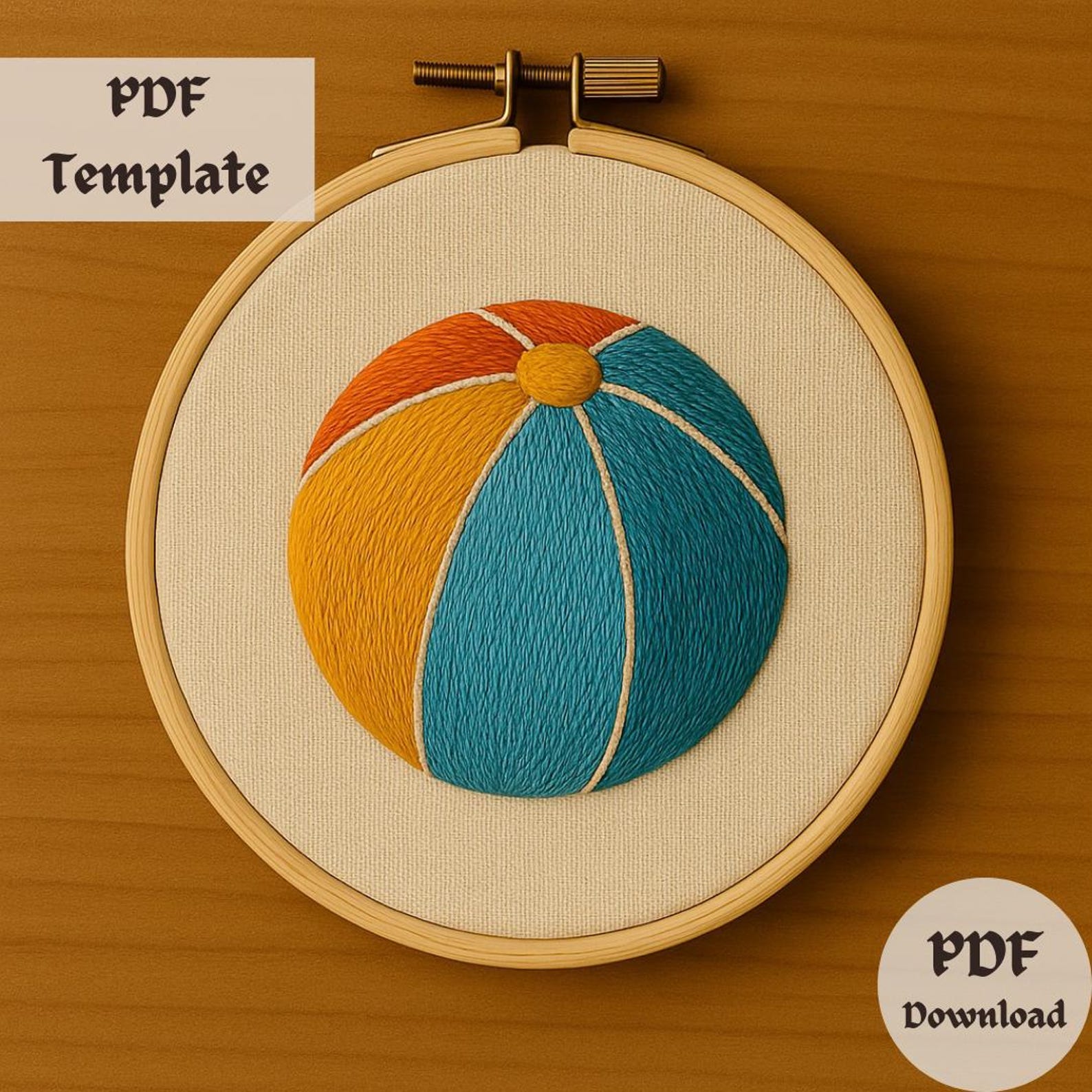 Beach Ball Hand Embroidery Pattern, Summer Play Stitch Design, Colorful ...