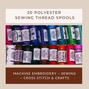 20 Polyester Sewing Thread Spools, 100% Polyester Thread, Colorful Machine Sewing & Embroidery Thread Set, Assorted Craft Thread Supplies
