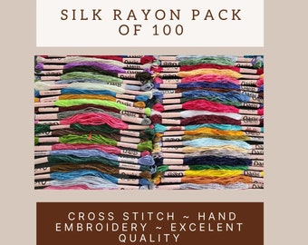 Silk Rayon: Pack of 100 Threads ~ Hand Embroidery Floss ~ Embroidery Threads ~ Cross Stitch Floss ~ Silk Threads