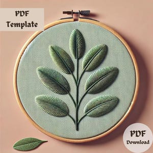 Sage Sprig Embroidery Pattern, Nature-Inspired Hand Embroidery PDF, Whimsical Herb Stitching Design, DIY Kitchen Decor Hoop Art Template