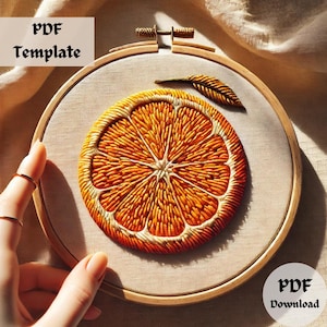 Oranges Embroidery Pattern, Fresh Citrus Hand Embroidery Design, DIY Fruit Stitching PDF, Bright Summer Citrus Hoop Art Template Design