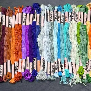 Pack of 100 colorful embroidery skeins made from high-quality material, offering a solid and attractive appearance. Each skein measures 6 to 7 meters in length and consists of 6 strands, allowing for versatile use.