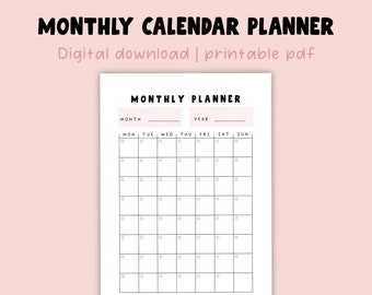 Planificateur de calendrier imprimable mensuel, inserts de planificateur rose, calendrier 2021 - TÉLÉCHARGEMENT NUMÉRIQUE