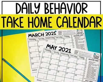 Behavior Calendar Special Education and Autism