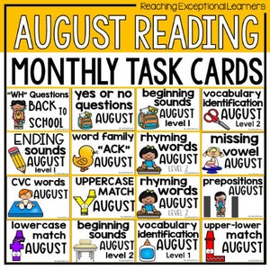 Back to School Reading Task Boxes