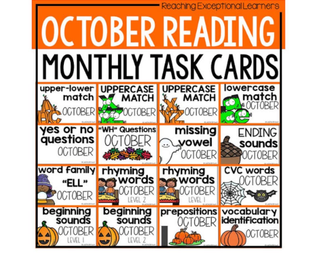 October Reading Task Boxes - Etsy
