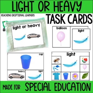 Light or Heavy Task Cards Special Education