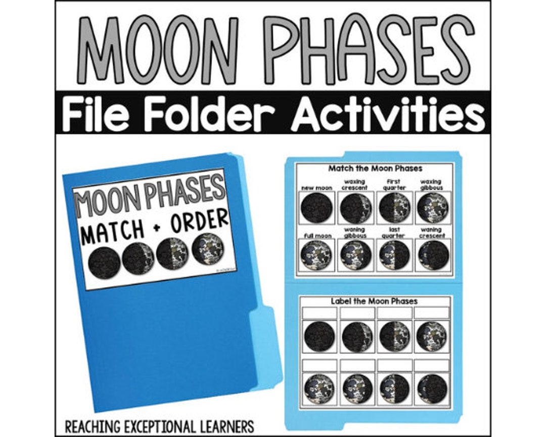 Moon Phases File Folder Activities Etsy