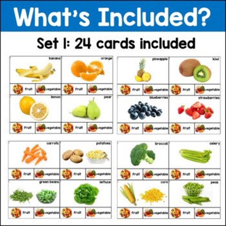 Fruit or Vegetable Task Cards - Etsy