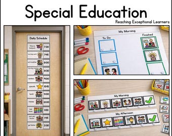 Système complet d'horaires visuels modifiables pour les classes d'éducation spécialisée