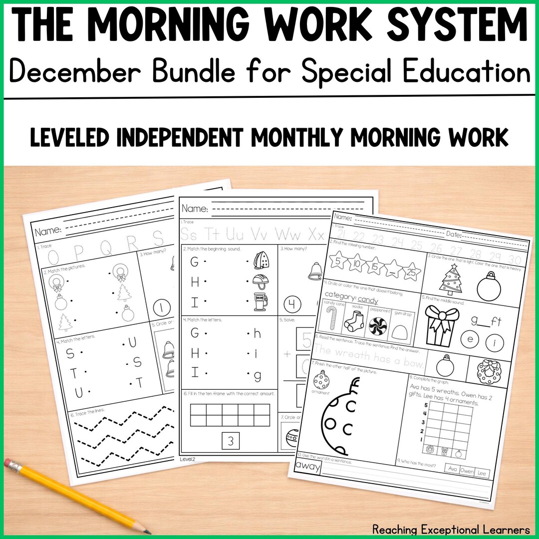 December Morning Work Bundle Special Education - No-prep Daily Practice ...