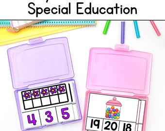 Monthly Math Task Cards for Special Education, Homeschool and Early Learning