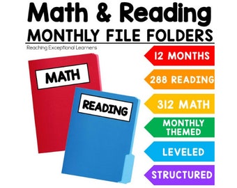 Monthly Math and Reading File Folder Bundle