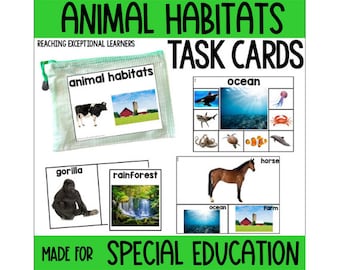 Animal Habitats Task Card Set Special Education