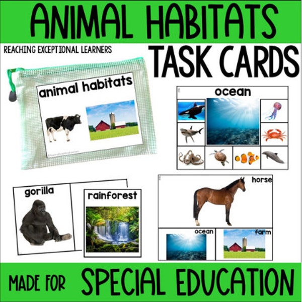 Animal Habitats Task Card Set Special Education