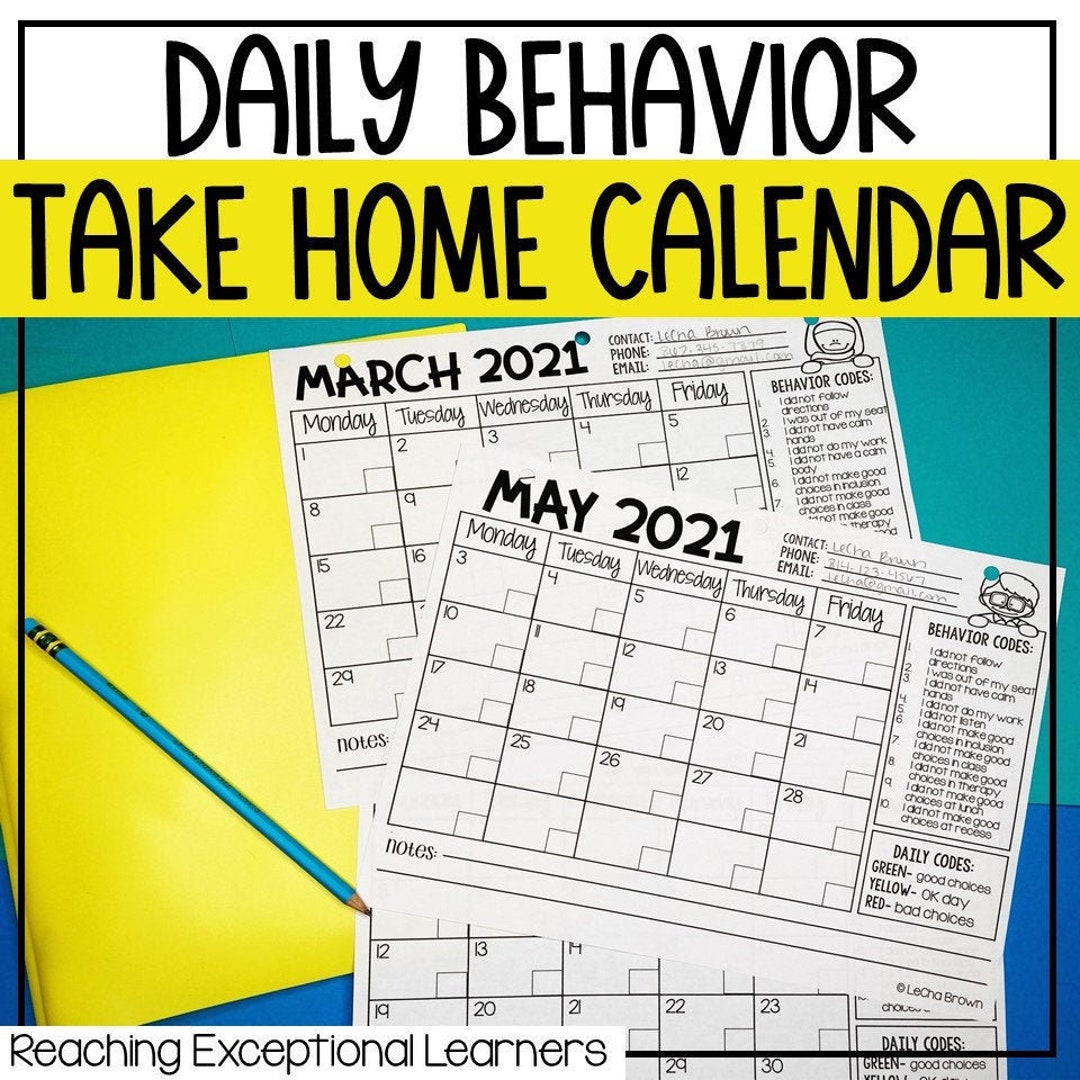 Behavior Calendar Special Education and Autism Etsy
