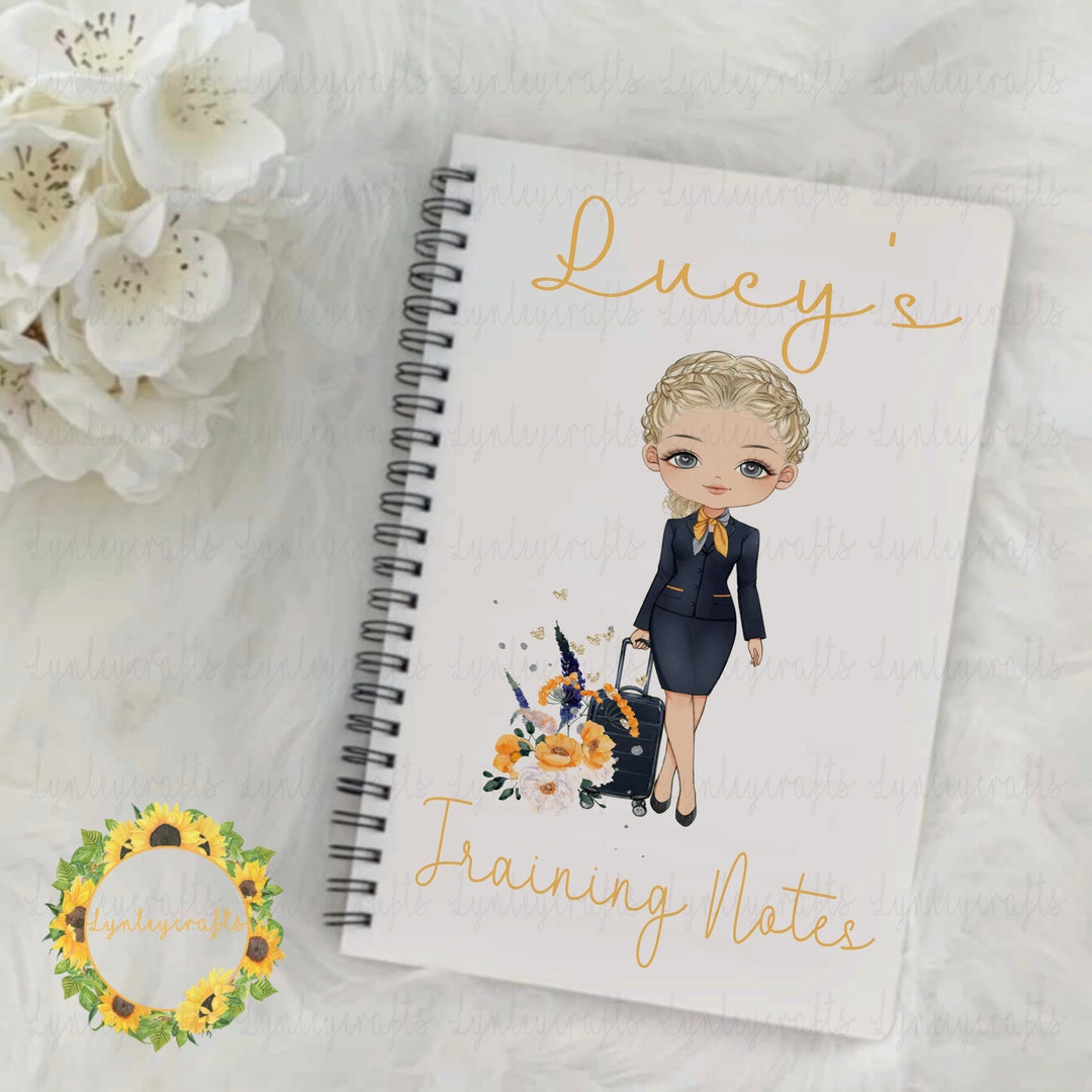 Cabin Crew Note Book, Personalised Training Notes, Cabin Crew Gifts