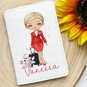 Personalised Red Airline Cabin Crew Passport Cover, Flight Attendant Gift, Cabin Crew Gifts, Travel Staff Passport Holder, Travel Staff Gift