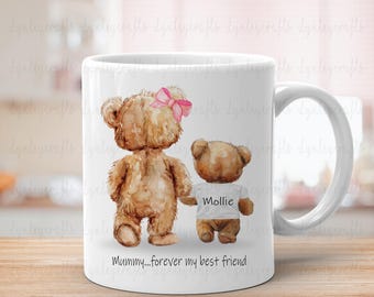Personalised Mummy Mug, Mummy Forever My Best Friend, Gift From Younger Child To Mum, Mothers Day Mug From Child, Cute Mummy And Mini Mug