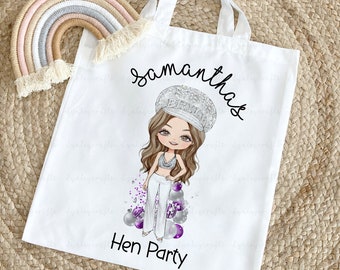 Hen Party Tote Bag, Personalised Bride To Be Gift, Hen Party Gift Bag, Bridal Shower Accessories, Custom Bride Character, Resuable Bride Bag