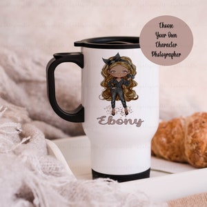 Personalised Photographer Travel Mug, Gift For Photographer, Thank You Gift To Photographer, Gift For Her, Girl With Camera, Photo Girl Gift