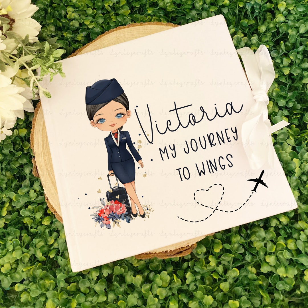 Cabin Crew Memory Book, Navy Original Uniform Personalised Velvet