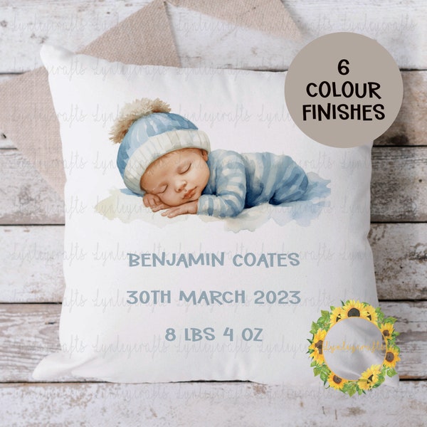 Personalised New Baby Cushion, Baby Birth Stats Keepsake Gift, Nursery Cushion, New Baby Gift, Newborn Keepsake, Unisex New Baby Boy Or Girl