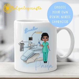 Dental Nurse Mug, Personalised Choose Your Own Character Girl, Dental Nurse Gifts, Gift For Dental Assistant, Gift For Daughter, Scrubs Mug image 4