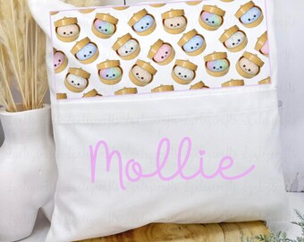 Personalised Kawaii Dumpling Cushion, Book Cushion For Kids, Cuddle Cushion For Children