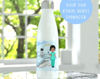 Dental Nurse Drinks Bottle, Personalised Dental Gifts, Hot And Cold Bowling Bottle, Dental Nurse Gifts For Her, Dental Student Exams Gift