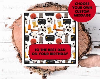 Dad Birthday Card, Kawaii Cute Male Card, Card For Step Dad, Own Custom Wording Printed, Bank Of Dad Humour Card