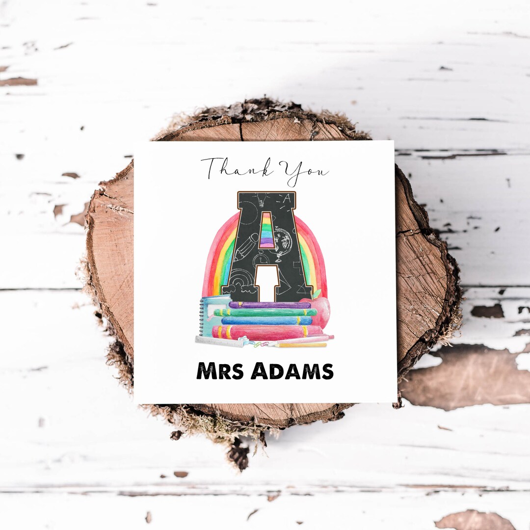 Personalised Teacher Thank You Card, End of Term Gift, Teacher Card ...