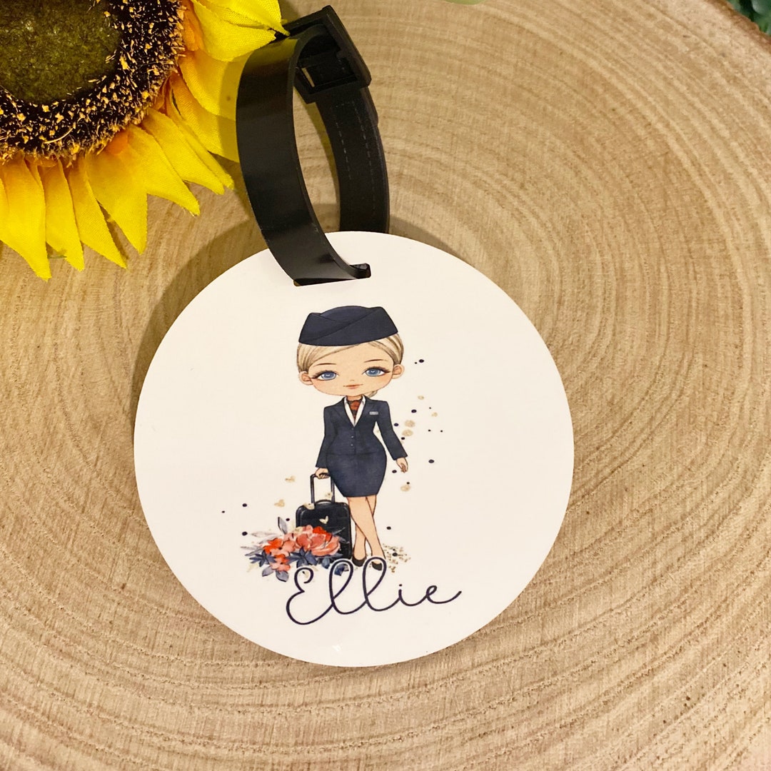 Cabin Crew Luggage Tag, Personalised Air Hostess Luggage Tag, Flight