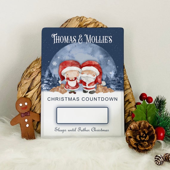 Personalised Countdown To Christmas Sign, Wipe Clean Christmas Board, Reusable Santa Sign, Sleeps Until Santa Magnetic Sign, A4 Hanging Sign
