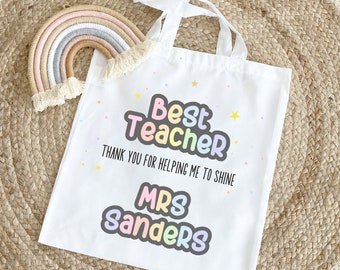 Personalised Teacher Tote Bag, Best Teacher Gift, Teacher Thank You Gift, Teaching Assistant Bag, Leaving School Gifts, Teacher School Bag