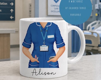 Personalised Nurse Mug, Gift for Nurse, Healthcare Worker Gift, Custom Tunic Colour Coffee Mug, Hospital Worker Appreciation Cup