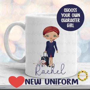 Cabin Crew Mug, New Style Red And Blue Uniform, Personalised  Flight Attendant Air Hostess Mug, Cabin Crew Gift, Crew Gaining Wings Gift