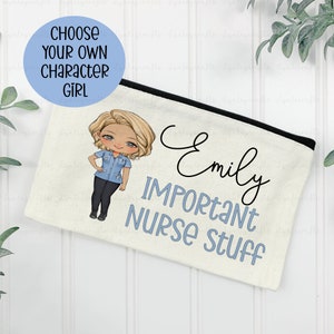 Personalised Nurse Bag, Nurse Accessory Gift, Important Nurse Stuff Zip Bag, Nurse Cosmetic Bag, Newly Qualified Nurse, Gift For Nurse