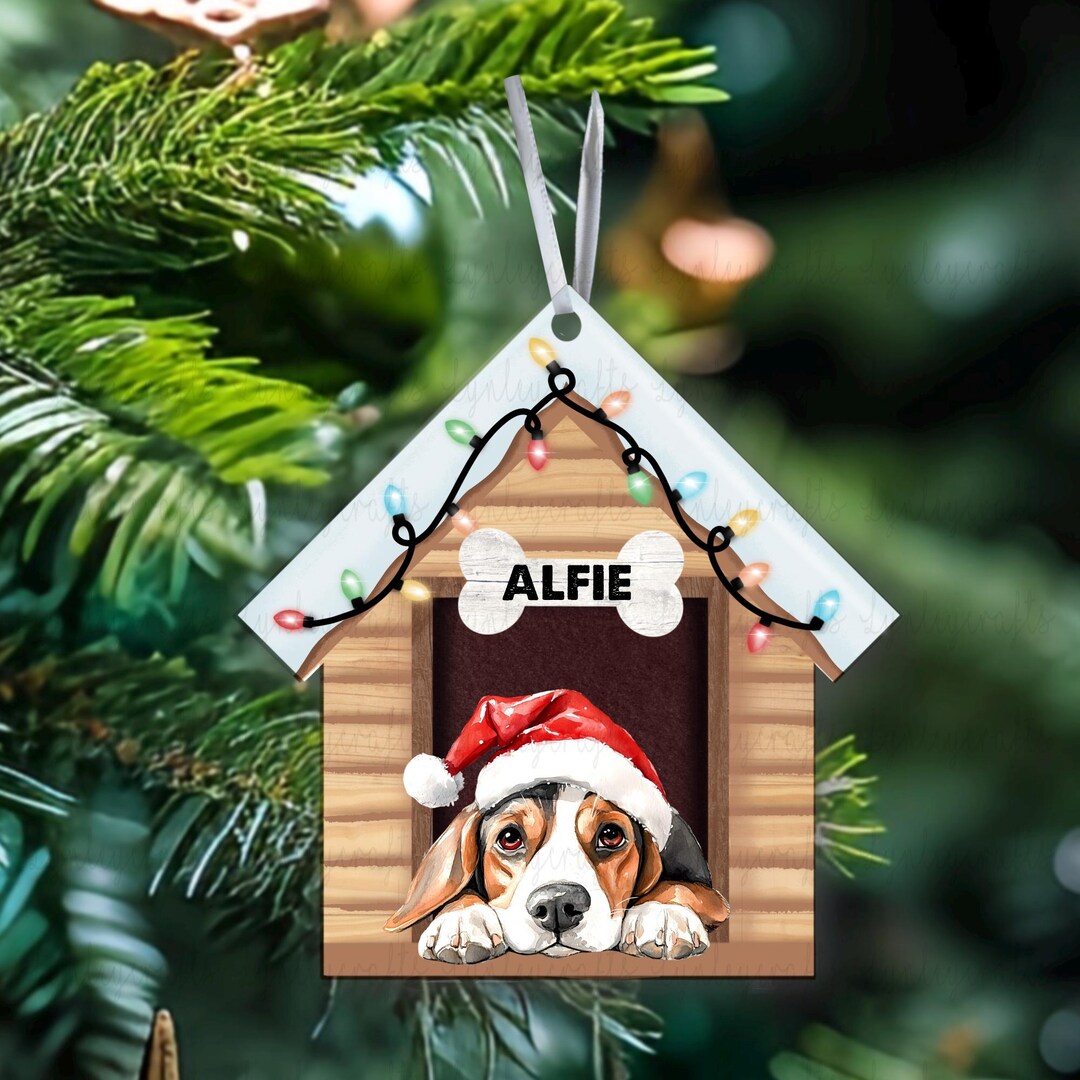 Personalised Christmas Dog Bauble, Glitter MDF Dog Tree Decoration, Dog