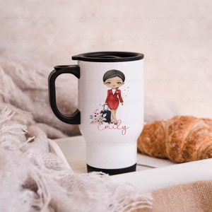 Cabin Crew Travel Mug, Red Uniform Cabin Crew Gift, Best Friend Gift, Air Hostess Character Girl, Flight Attendant Mug, Travel Girl Mug